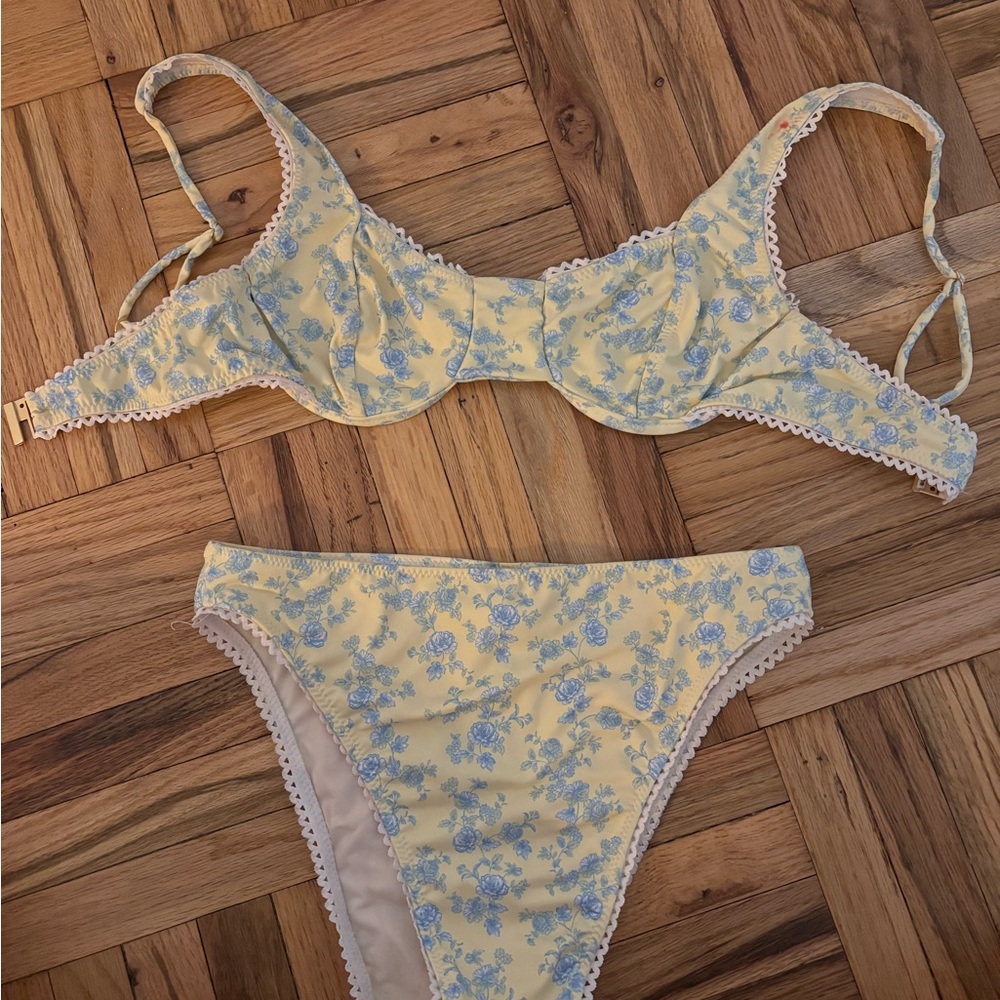 YELLOW THE LABEL BLUE AND BUTTER YELLOW BIKINI